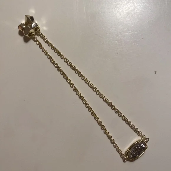 Kendra Scott Elaina Gold Adjustable Chain Bracelet in Platinum Drusy - Picture 2 of 3